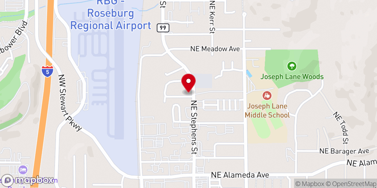 Map showing location of Unity of Roseburg