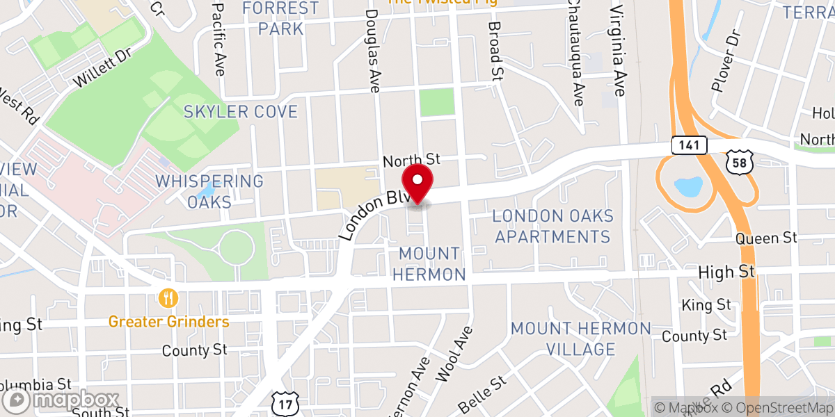 Map showing location of Mt Hermon Baptist Temple