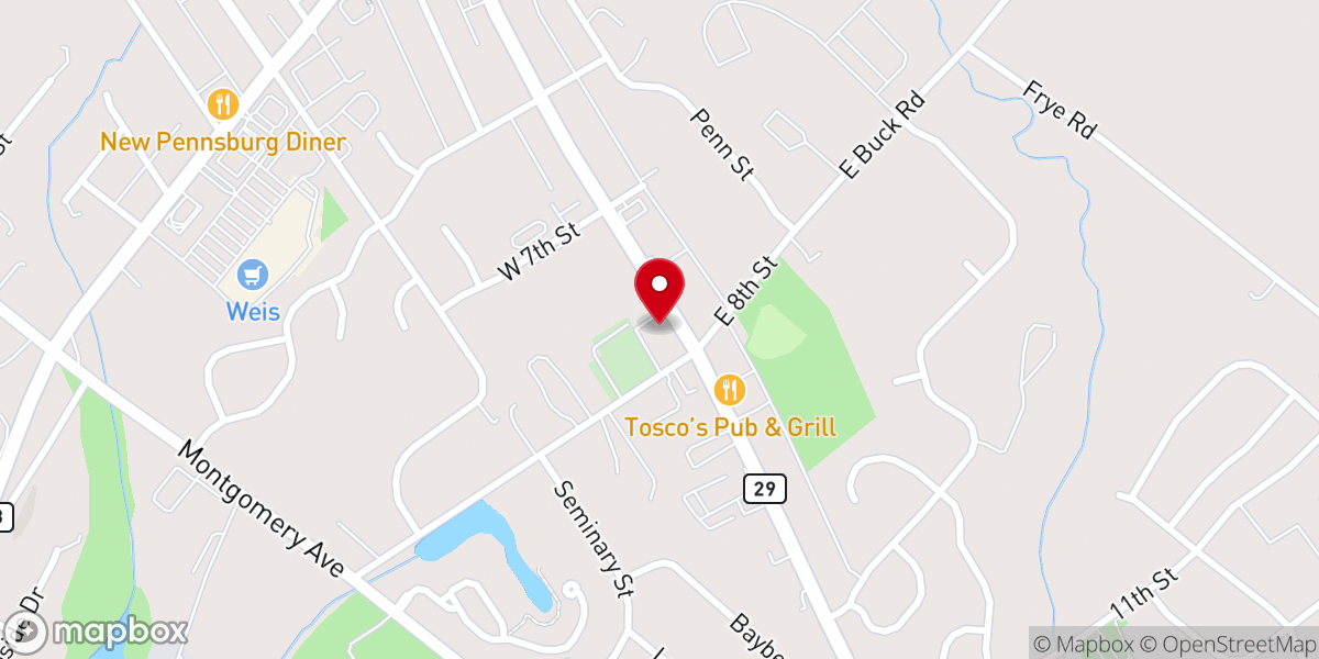 Map showing location of Pennsburg United Church of Christ
