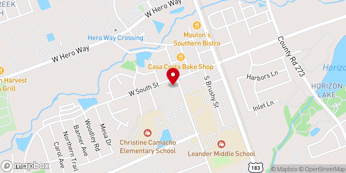 Map showing location of Heritage Tree Preschool at Leander United Methodist Church