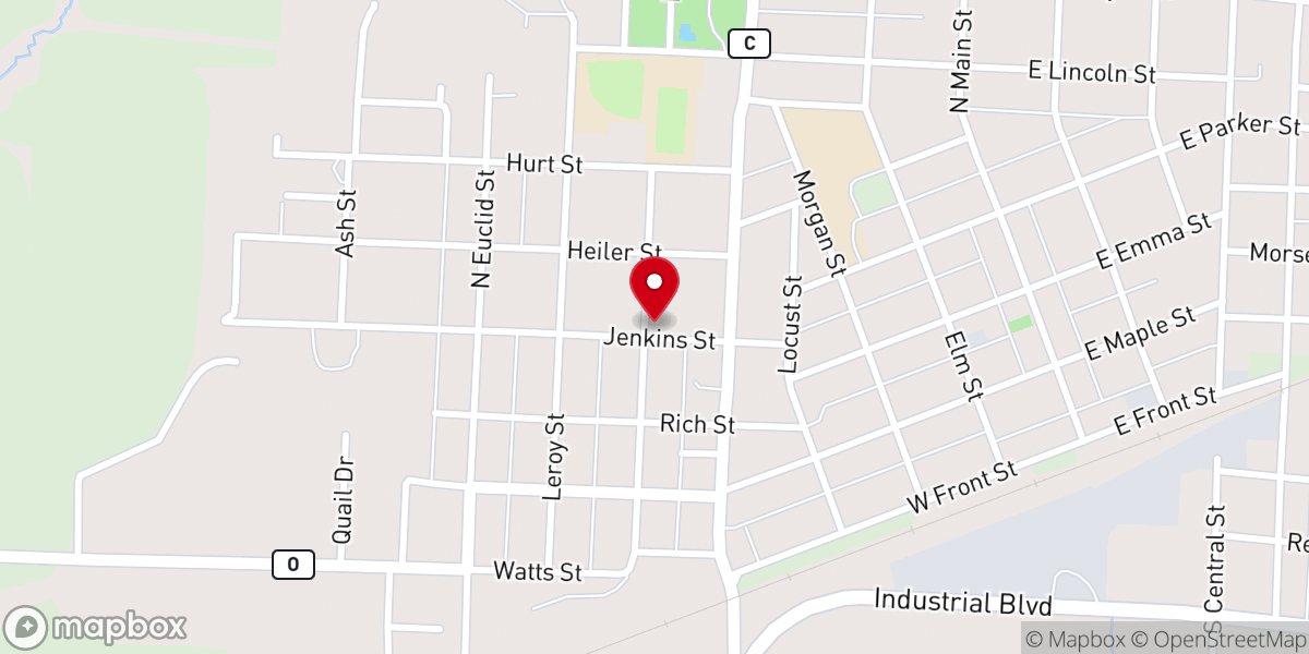 Map showing location of Peace Lutheran Church