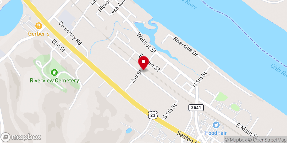 Map showing location of St. John AME Church Greenup, KY