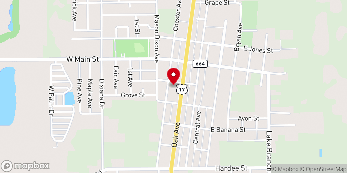 Map showing location of First Baptist Church - Hardee - Food Distribution Center