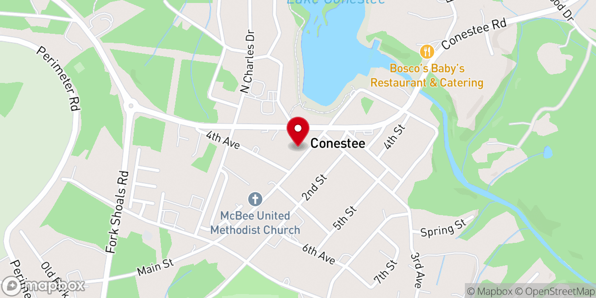 Map showing location of Conestee Church of God