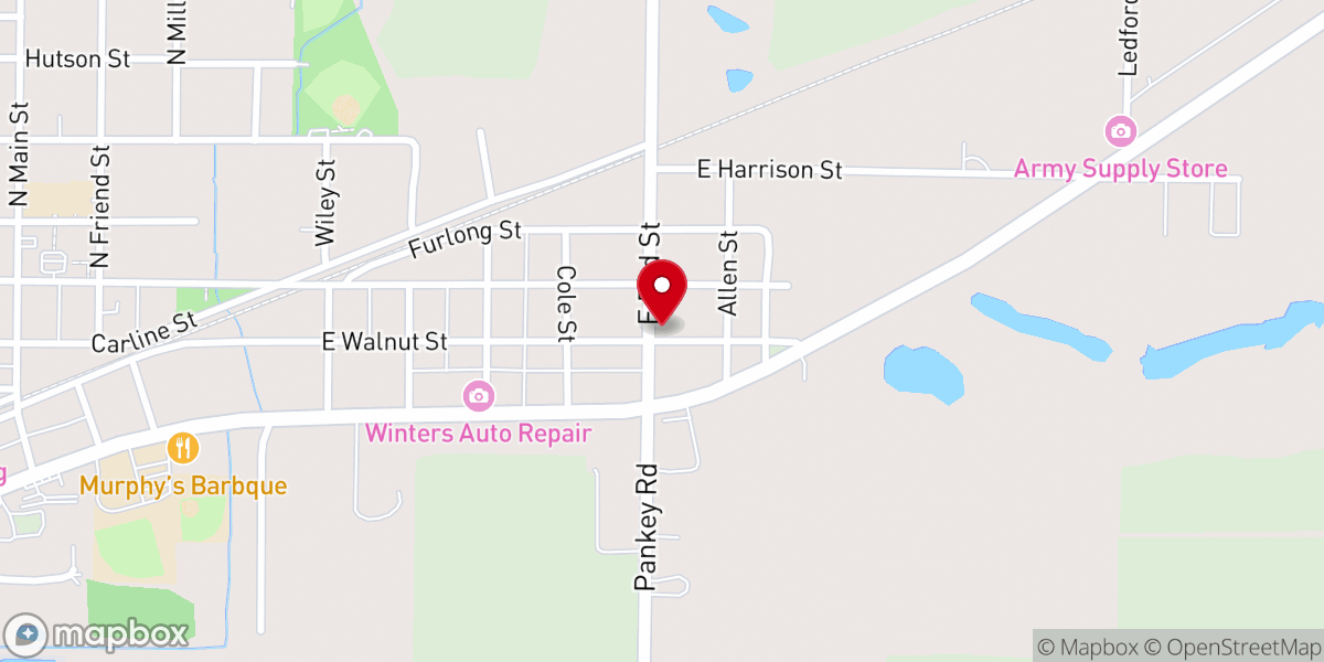 Map showing location of Baber Chapel