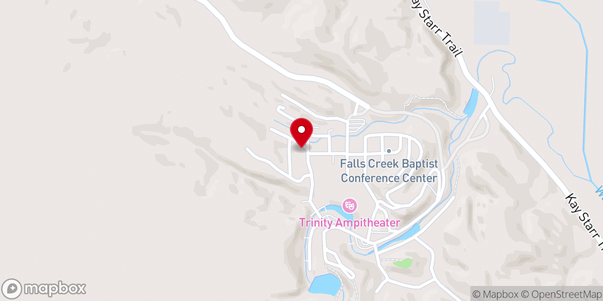Map showing location of Ardmore Emmanuel Falls Creek Cabin