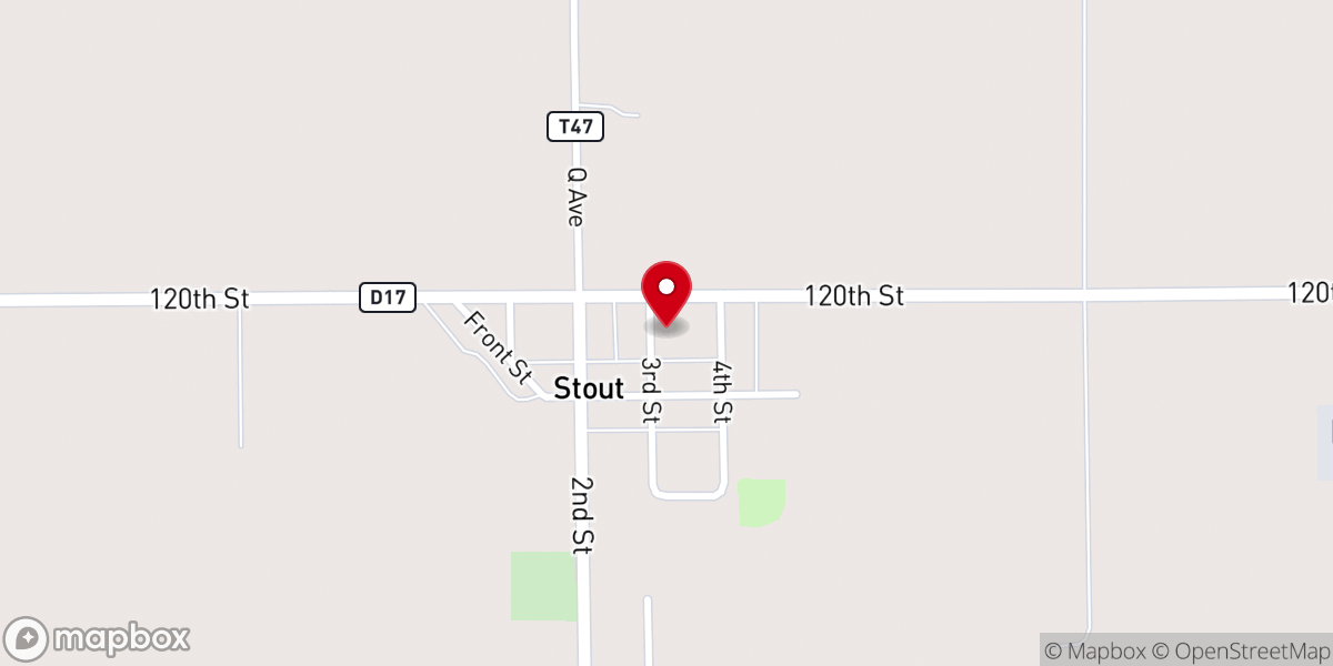 Map showing location of Stout Gospel Hall
