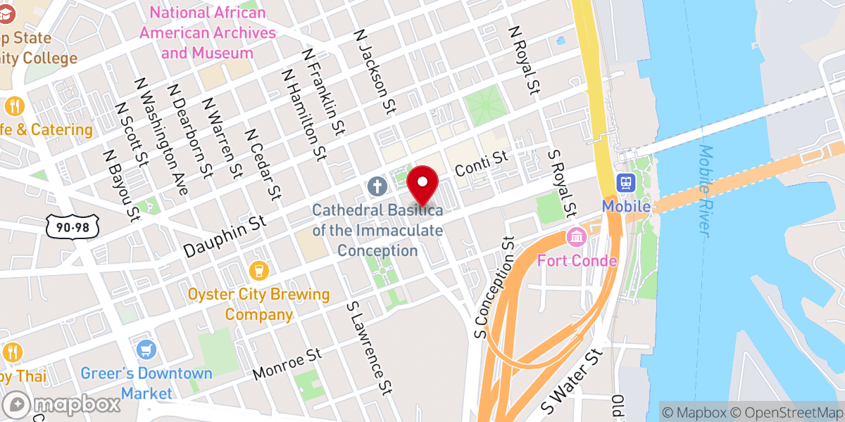 Map showing location of Government Street Presbyterian Church