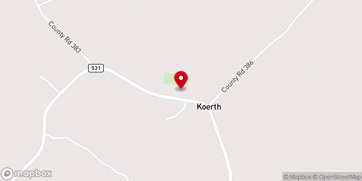 Map showing location of St. John the Baptist (Koerth)