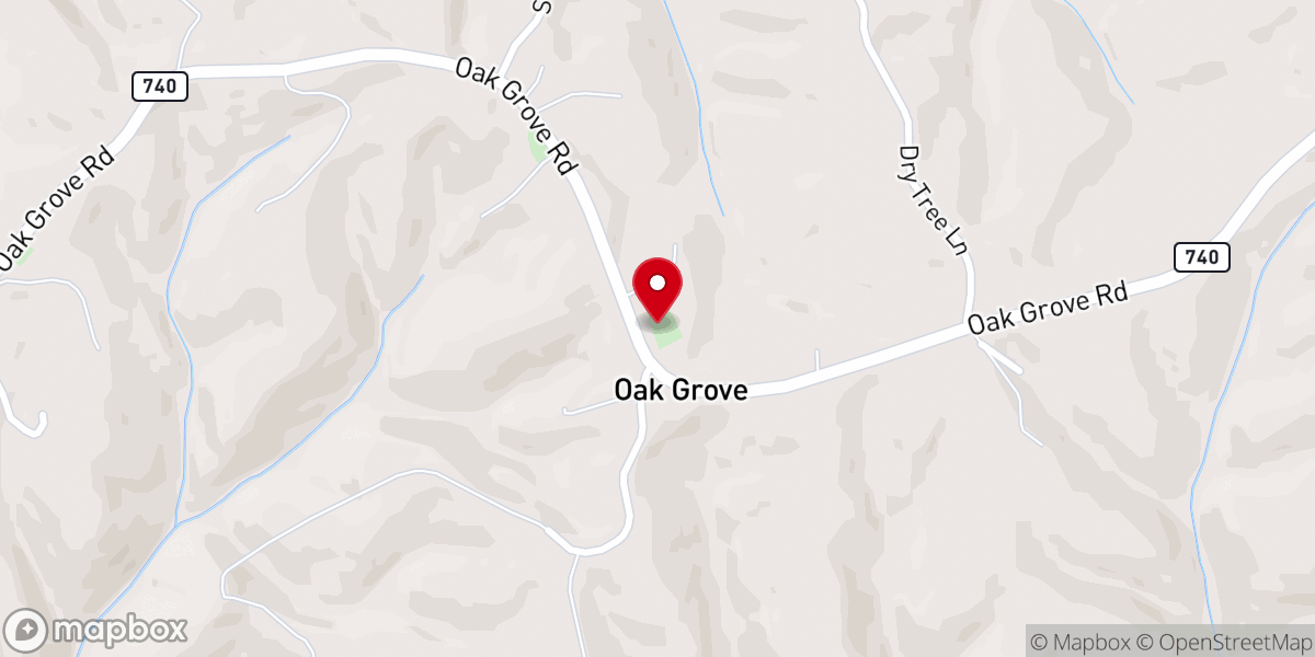 Map showing location of Oak Grove Christian Church