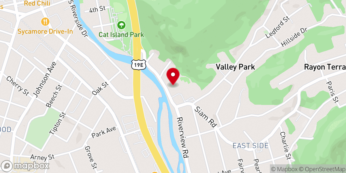 Map showing location of East Side Free Will Baptist Church