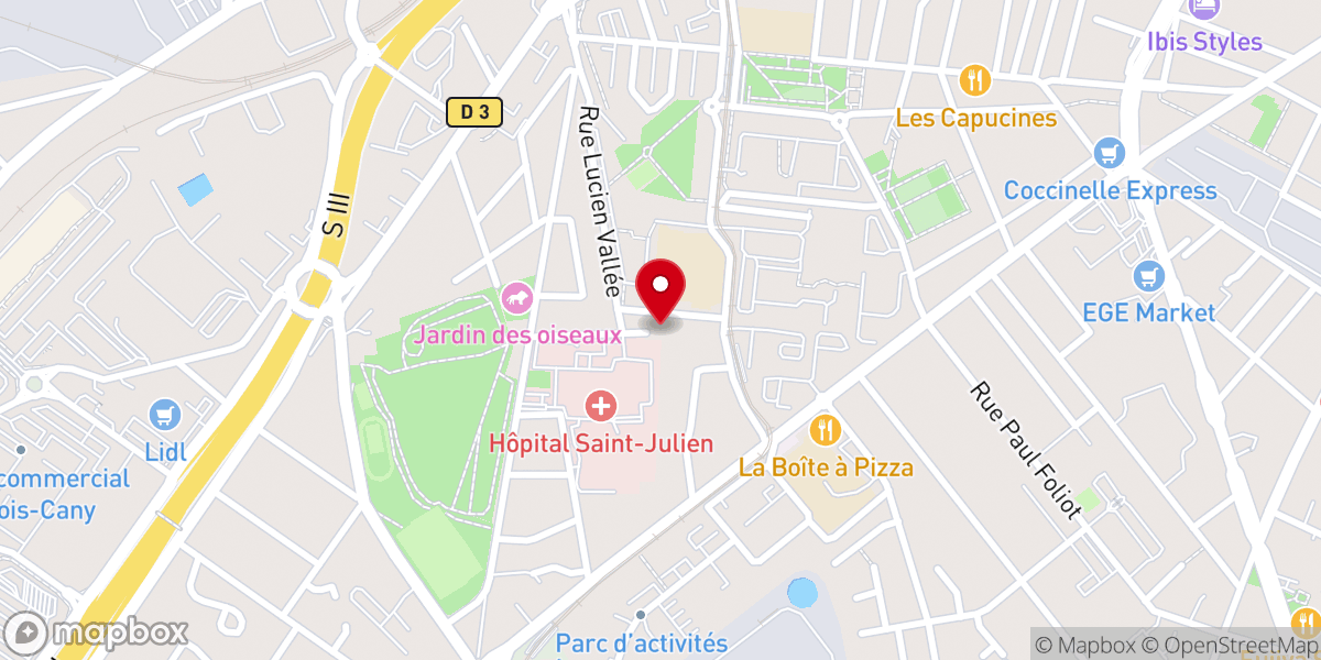 Map showing location of Amicale ST Julien-Hôpitaux de Rouen