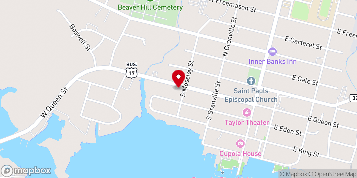Map showing location of First Presbyterian Church of Edenton