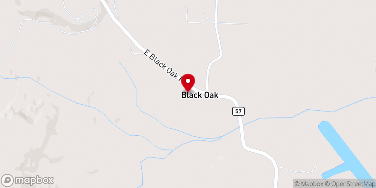 Map showing location of Black Oak Baptist Church