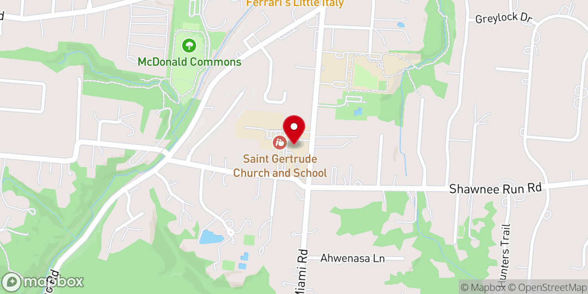 Map showing location of St. Gertrude Parish Center