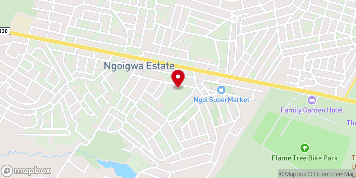 Map showing location of St Bernadette Catholic Church Ngoingwa