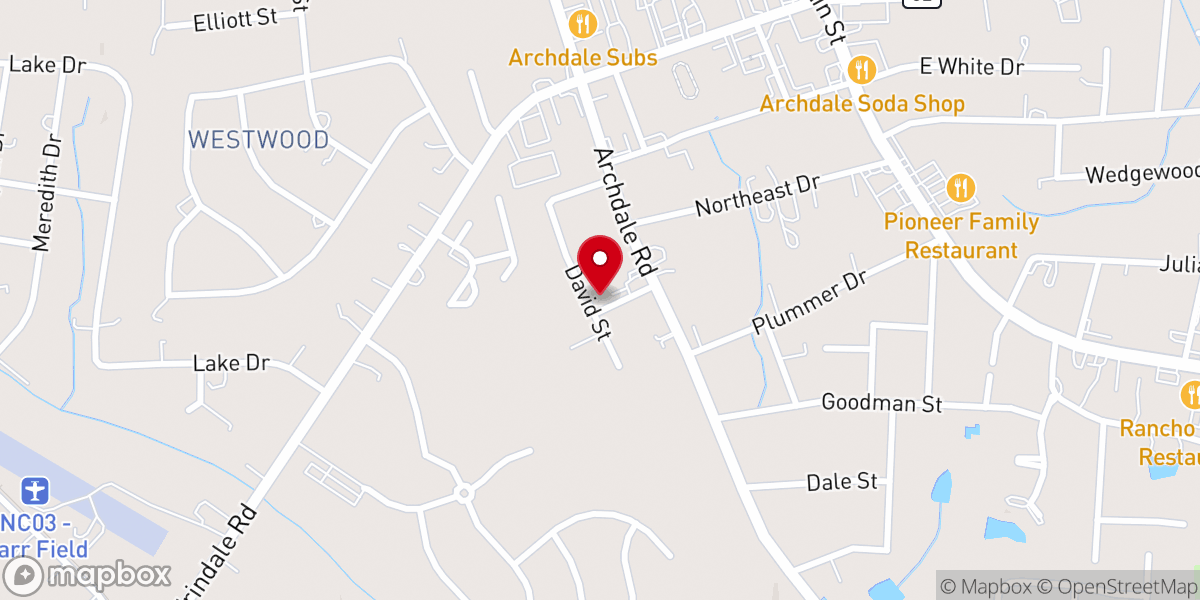 Map showing location of Archdale Wesleyan Church