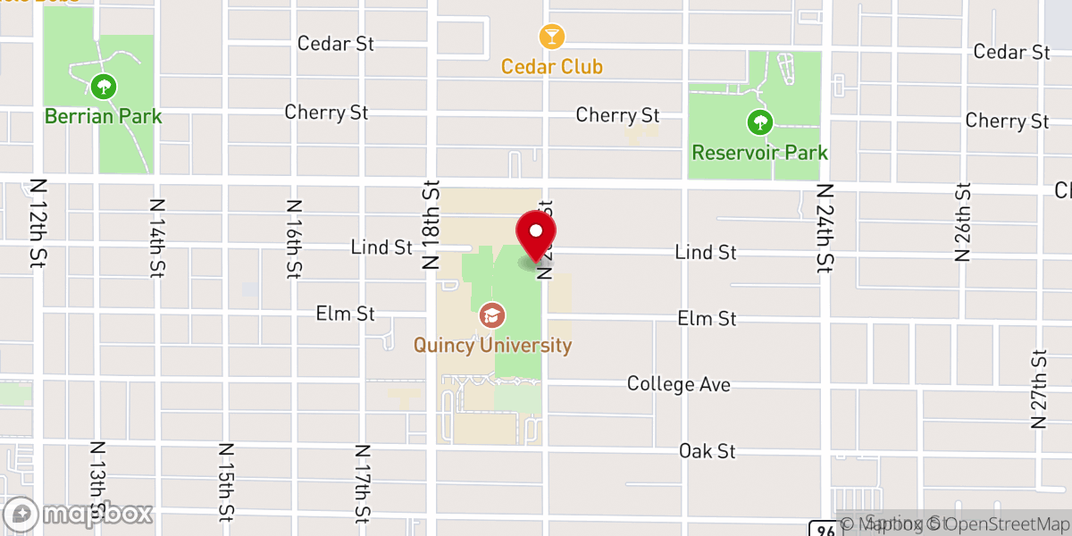 Map showing location of Quincy University Campus Ministry