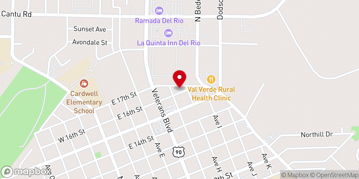 Map showing location of City Church Del Rio