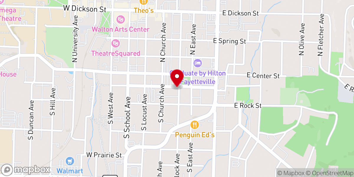 Map showing location of Christ Community Church Fayetteville, Arkansas