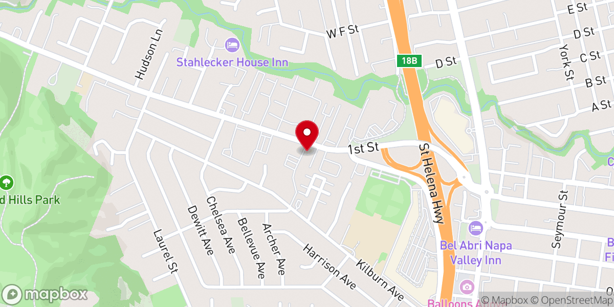 Map showing location of New Life Napa