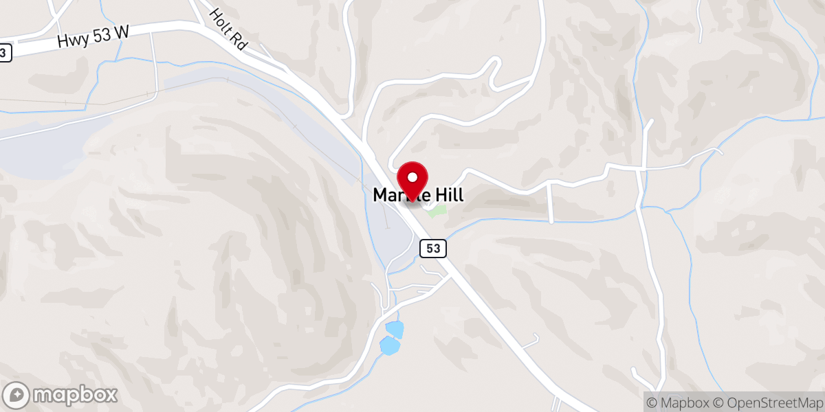 Map showing location of Marble Hill Baptist Church