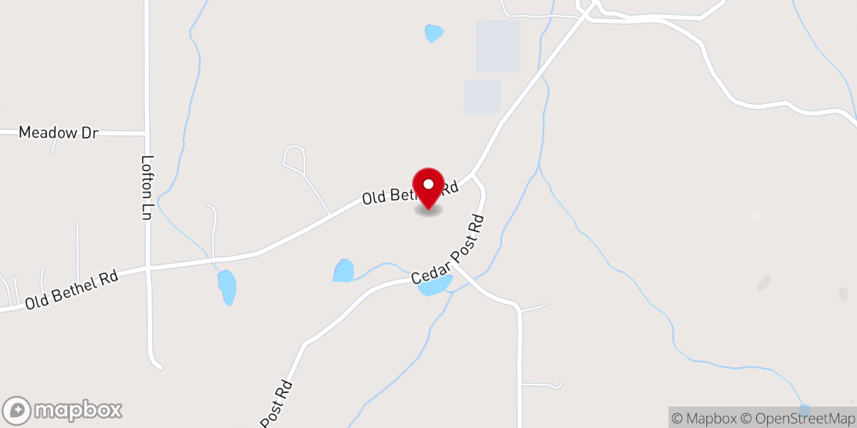 Map showing location of Old Bethel Baptist Church