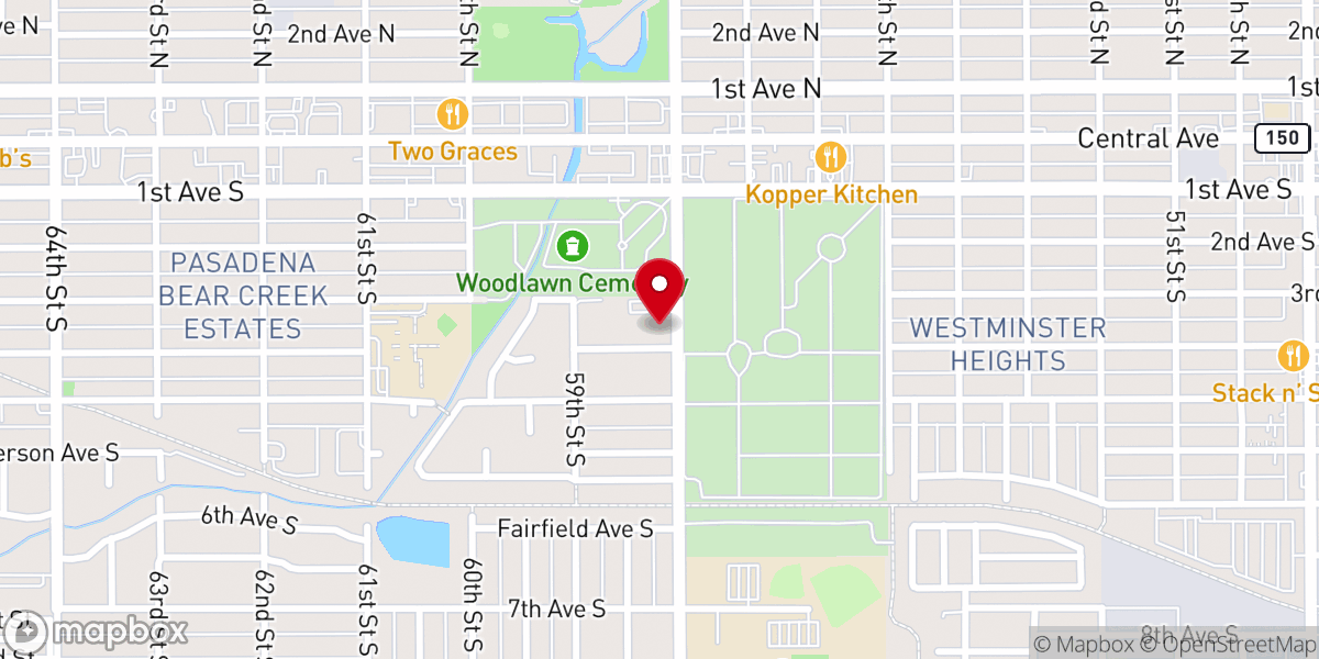Map showing location of Our Savior Lutheran Church
