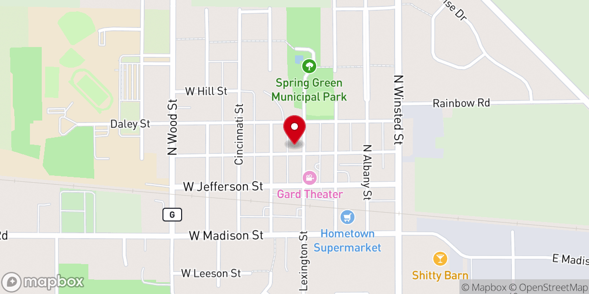 Map showing location of Cornerstone Church of Spring Green