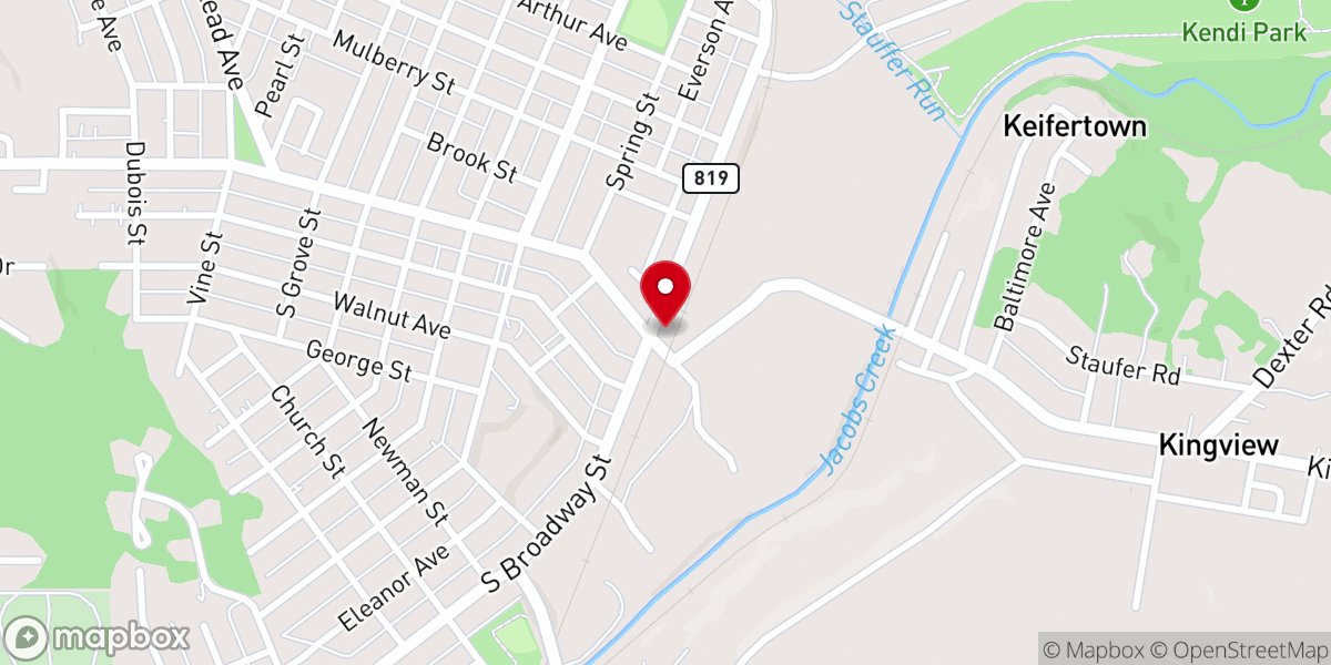 Map showing location of Jacobs Creek Methodist Church