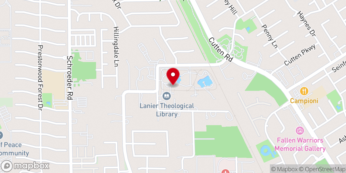 Map showing location of Lanier Theological Chapel