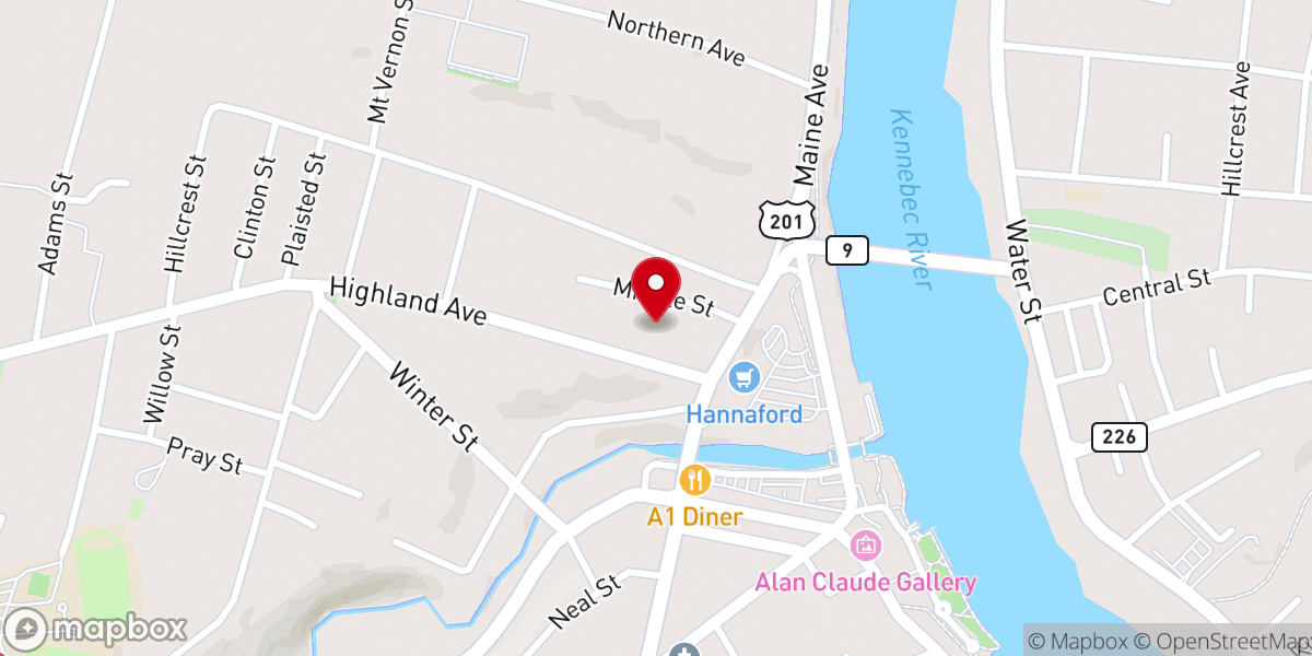 Map showing location of Highland Avenue United Methodist