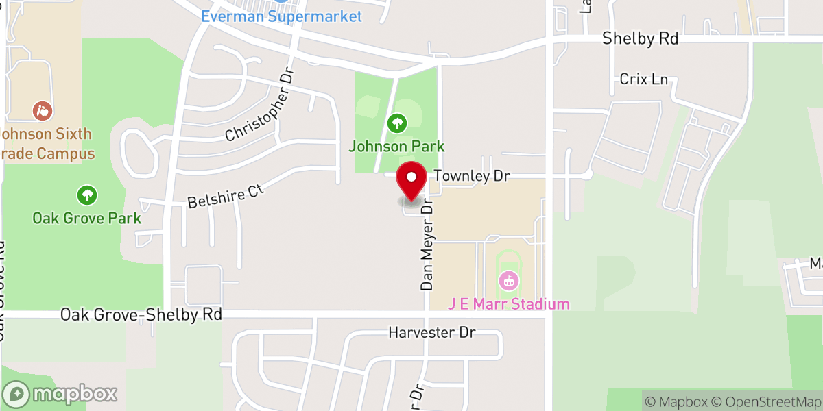 Map showing location of Everman Church of Christ