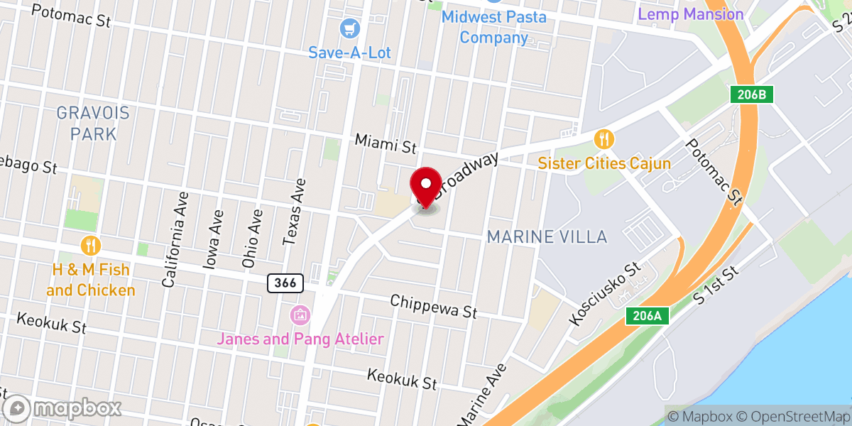 Map showing location of Broadway Baptist Church
