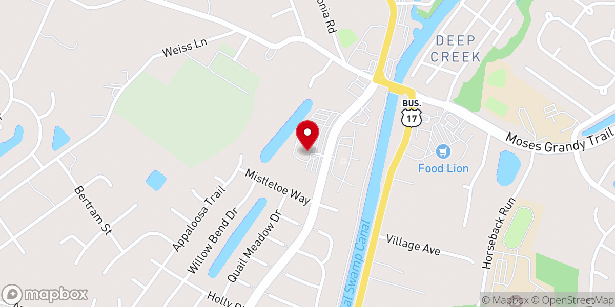 Map showing location of Deep Creek Baptist Church
