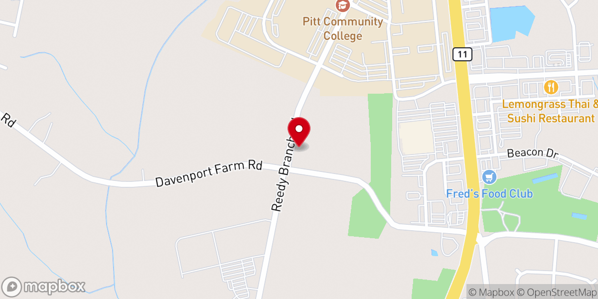 Map showing location of Reedy Branch Free Will Baptist