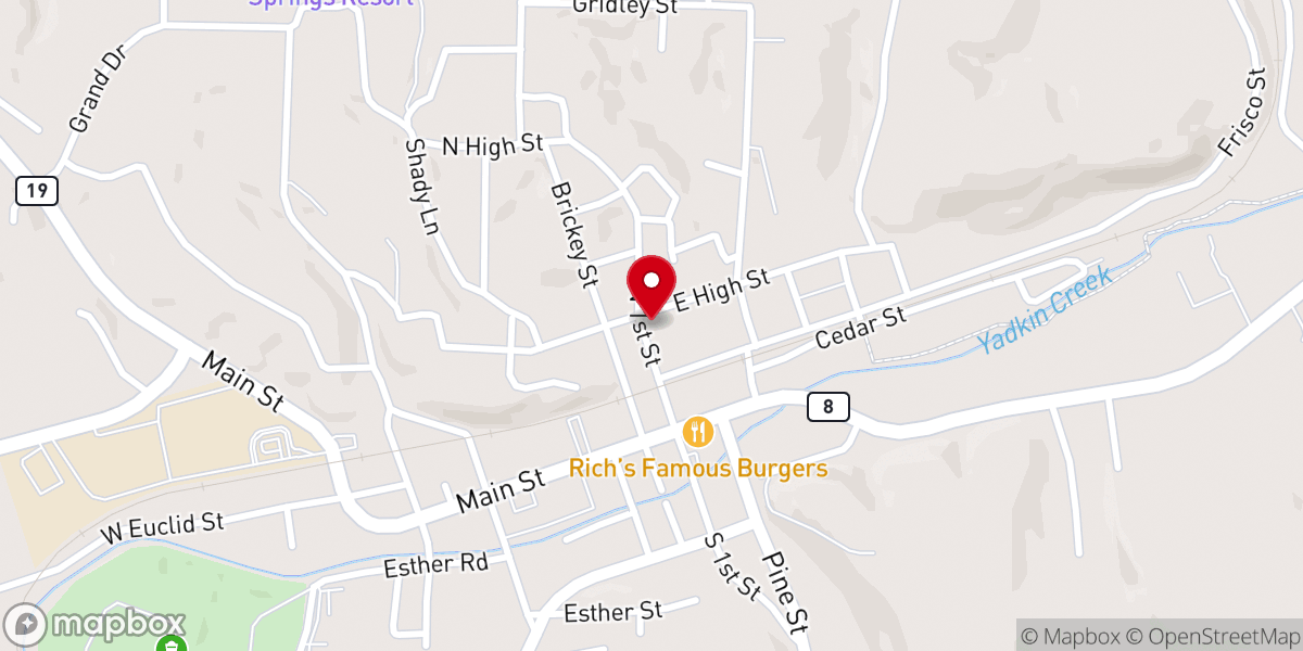 Map showing location of Steelville Presbyterian Church