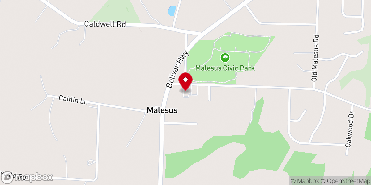 Map showing location of Malesus Baptist Church