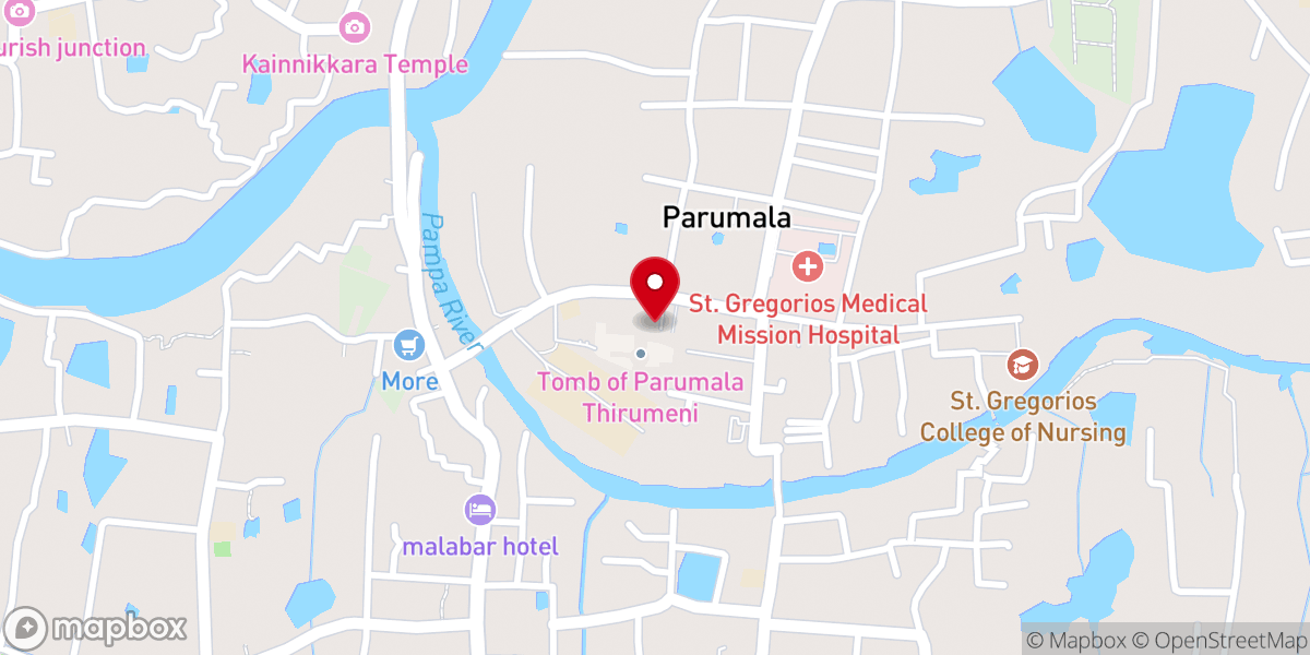 Map showing location of Parumala Church - Parumala Seminary - Malankara Orthodox Church