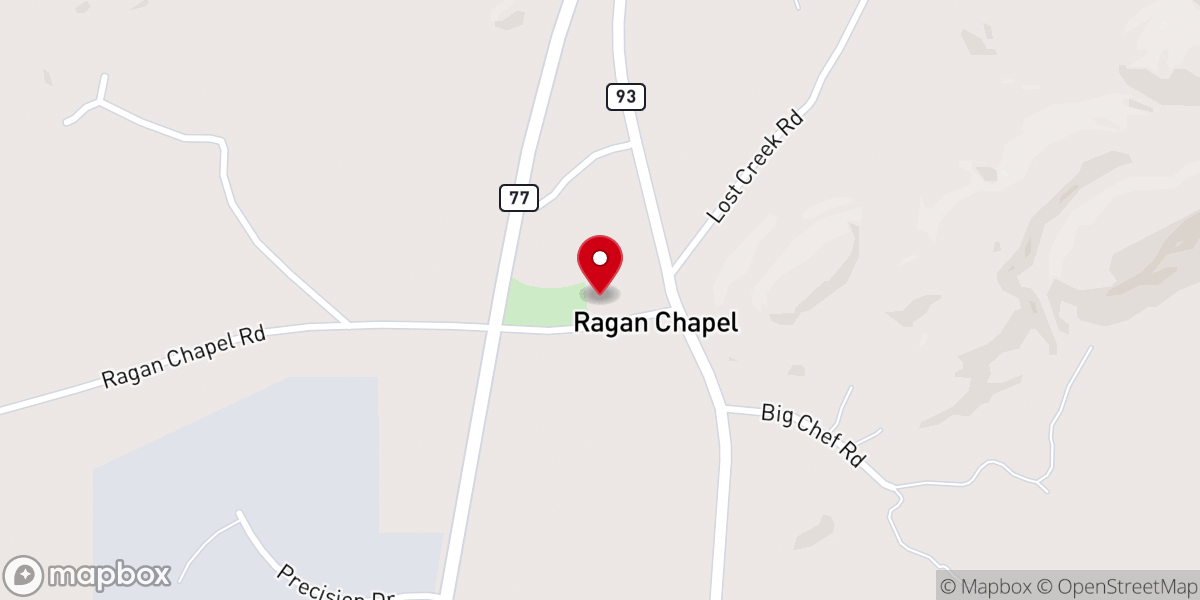 Map showing location of Ragan Chapel United Methodist Church