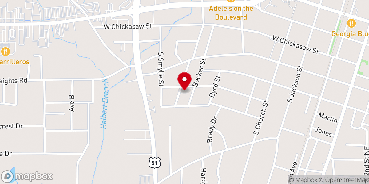 Map showing location of Mt Olive Church of Christ