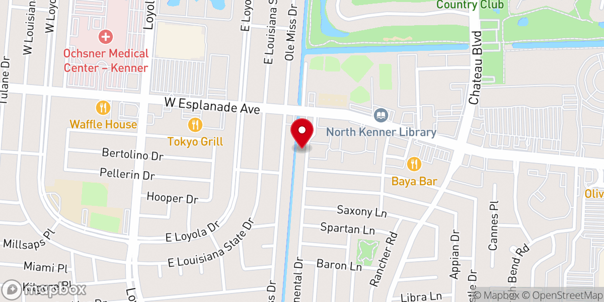 Map showing location of New Orleans Chinese Baptist Church