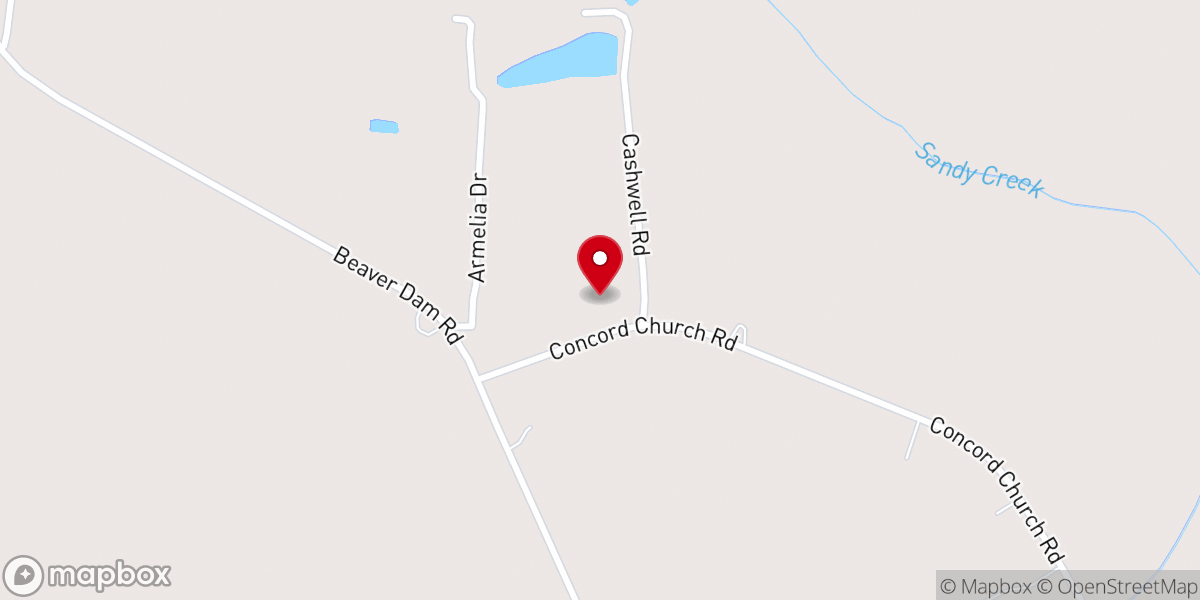 Map showing location of Concord Baptist Church
