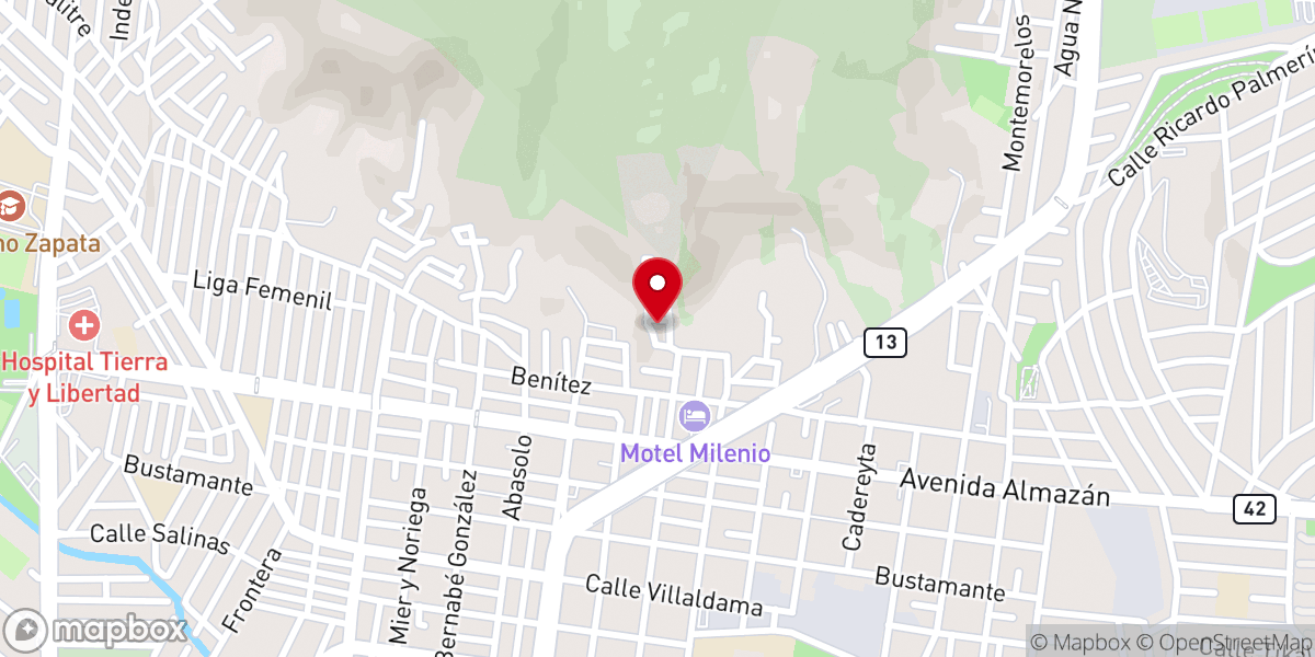 Map showing location of Templo San Francisco de Asis