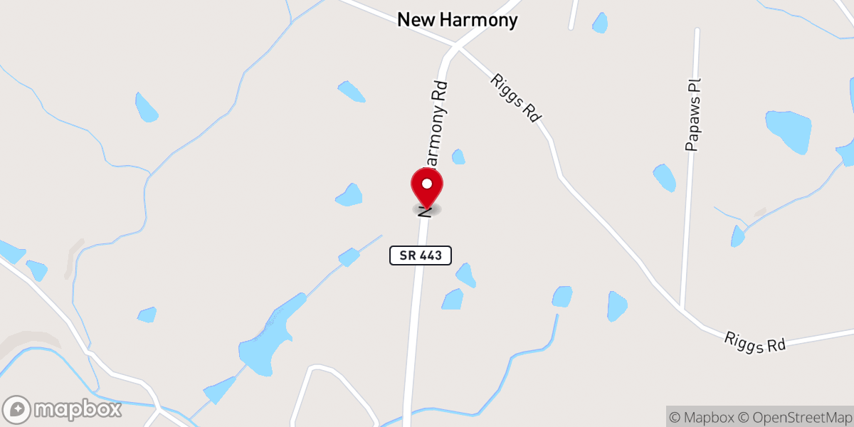 Map showing location of New Harmony Freewill Baptist