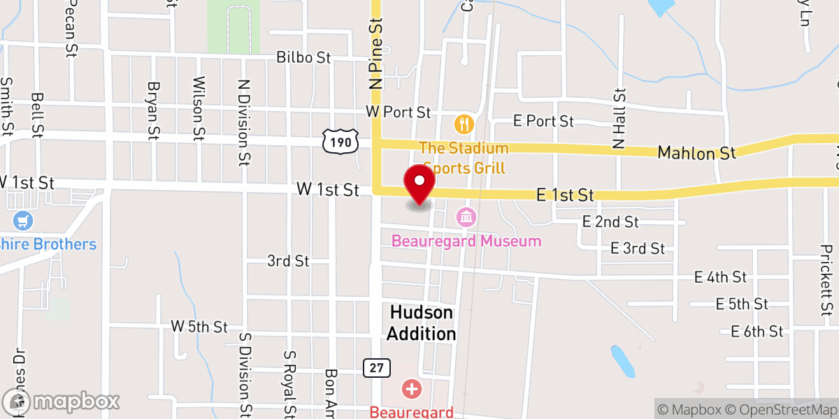 Map showing location of Beauregard Clerk of Court