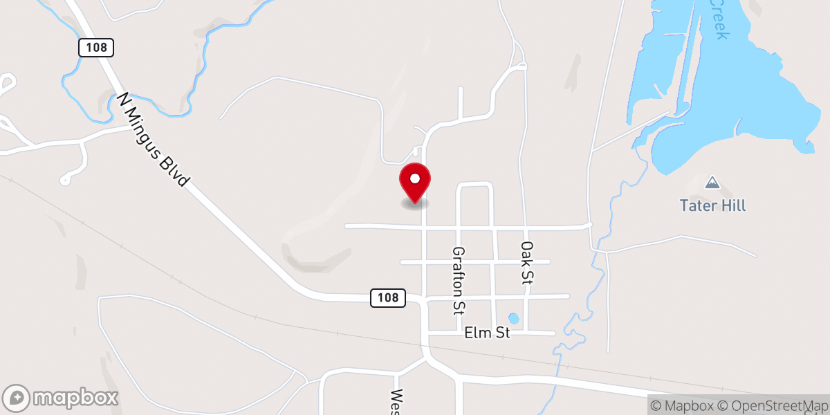 Map showing location of Mingus Baptist Church