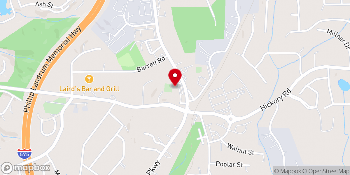 Map showing location of First Baptist Church of Holly Springs