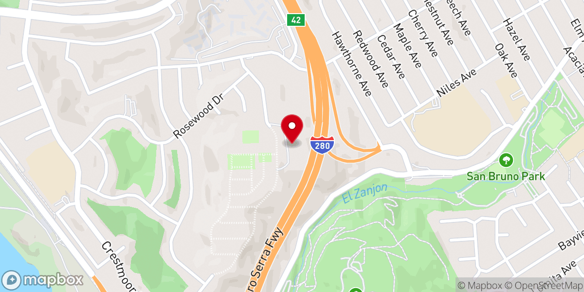 Map showing location of San Bruno Chinese Church