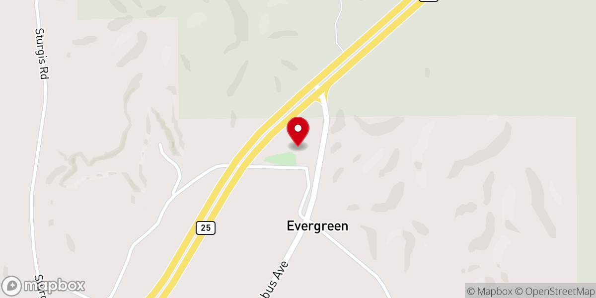 Map showing location of Evergreen Baptist Church